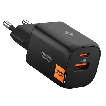 Zidni punjač 35W s jednim USB-C i jednim USB-A ulazm Spigen  "ArcStation Essential" i quantom boost tehnologijom - crni
