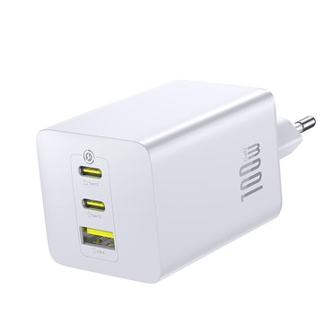 Zidni punjač 100W s 2x USB-C i 1x USB-A priključkom Baseus "EnerFill FE1" - bijeli
