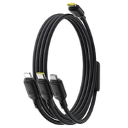 Punjački i podatkovni 100W kabel Baseus "Silky" 3u1 USB-C u Micro-USB, Lightning i USB-C – 1,5 m – Cosmic Black