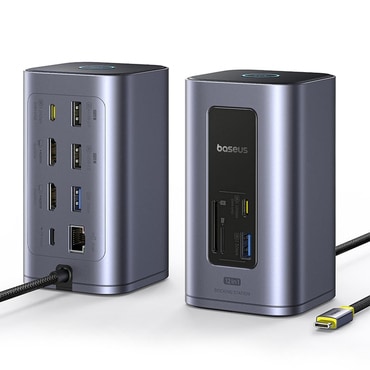 USB-C hub stanica Baseus NU1 Air Spacemate - 12v1, HDMI, USB-C, RJ45, SD/TF - siva
