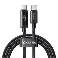 Pleteni punjaći i podatkovni kabel 100W USB-C na USB-C McDodo "CA-8000" s LED zaslonom - 1.2m - crni