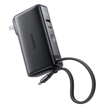 Power bank i zidni punjač Baseus Nomos NT11 Omni 10000mAh 3v1 - ugrađeni USB-C kabel, QC 67W, digitalni zaslon - crni