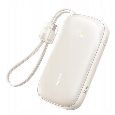 Power bank Baseus "EnerFill Qpow3 Ultra" 10000 mAh 22.5W s ugrađenim kabelom - natural titanium