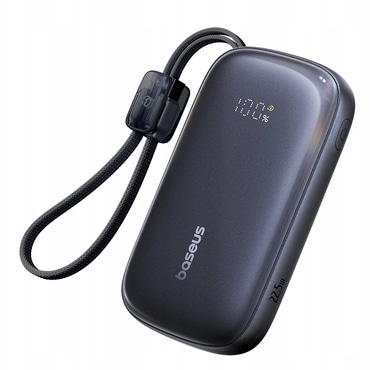 Power bank Baseus "EnerFill Qpow3 Ultra" 20000 mAh 22.5W s ugrađenim kabelom - crni