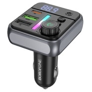 FM odašiljač i auto punjač Borofone Ascenso BC50 - Bluetooth 5.4, RGB osvjetljenje, 38W - crni