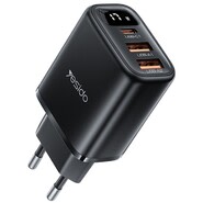 Zidni adapter za punjenje s 2x USB-A n 1x USB-C 17W Yesido i kablom "YC67" za punjenje tri uređaja - crni