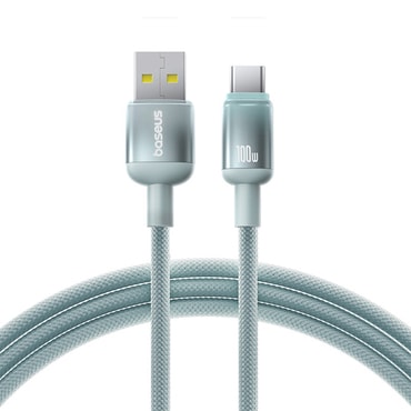 PLeteni kabel za punjenje i prijenos podataka 100W USB-A u USB-C kabel Baseus "Discolor" - 1m - plavi/zeleni