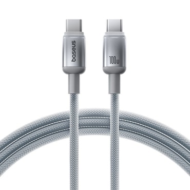 Pleteni kabel za punjene i prijenos podataka 100W USB-C v USB-C kabel Baseus "Discolor" - 1m - silver