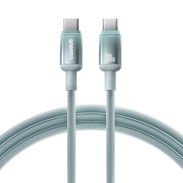 Pleteni kabel za punjene i prijenos podataka 100W USB-C v USB-C kabel Baseus "Discolor" - 1m - plavi/zeleni