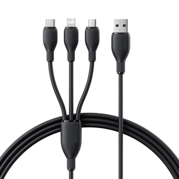Kabel za punjenjeBaseus "Ultra Fast" - 3u1 kabel za punjenje iz USB u USB-C, Lightning i Micro USB priključke, 3.5A - 0.8m - cosmic black