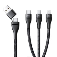 Kabel za punjenje  100W Baseus "Flash Series 3" - 3u1 kabel za punjenje iz USB i USB-C u 2x USB-C i Lightning - 1.5m - crni