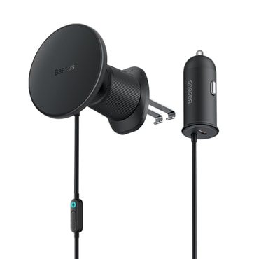 Magnetni automobilski držač Baseus "C4014" s Magsafe bežičnim punjenjem 15W i USB-A izlazom 25W za ventilacijski utor - crni