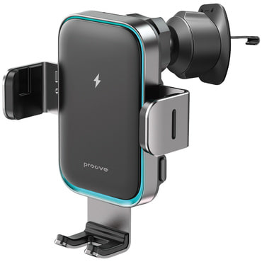 Automobilski držač za telefon -  Qi2 15W Proove "Triple Clamp Pro" za ventilacijski utor i armaturnu ploču - metalno sivi