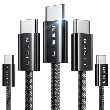 Komplet od pet USB-C u USB-C 60W pletenih kabela za punjenje i prijenos podataka različitih duljina (2x 1m / 2x 2m / 1x 3m) - crni