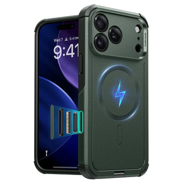 Hibridna maska ESR "Cyber HaloLock" za iPhone 17 Pro - green