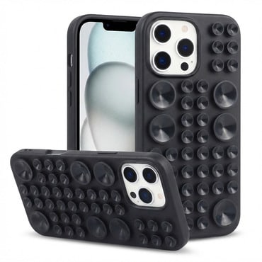 Silikonska maska s vakuumskim prijanjalicama „Clingy” za iPhone 16 Pro Max - crna