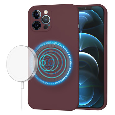 Silikonska maskica Techsuit SoftFlex MagSafe za iPhone 12 Pro Max - temno rdeč