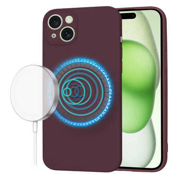 Silikonska maskica Techsuit SoftFlex MagSafe za iPhone 15 Plus - temno rdeč