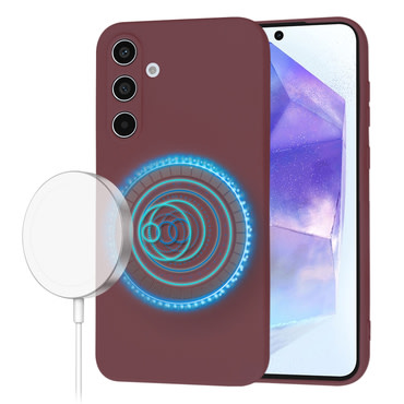 Silikonska maskica Techsuit SoftFlex MagSafe za Samsung Galaxy A55 - temno rdeč