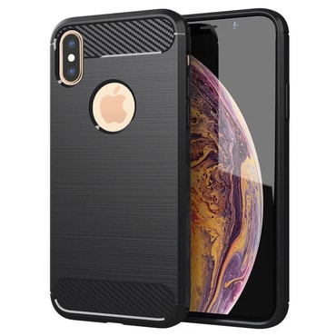 TPU gel maska  "Brushed Carbon" za iPhone XS Max - crna