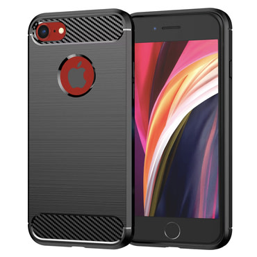 TPU gel maska  "Brushed Carbon" za iPhone SE 2022 / iPhone SE 2020 / iPhone 8 / iPhone 7 - crna