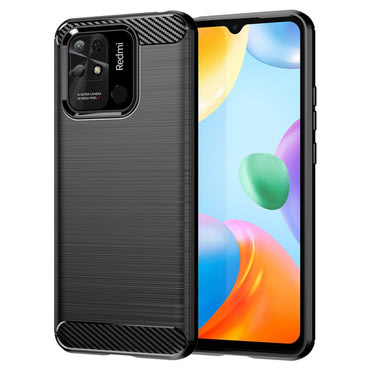 TPU gel maska  "Brushed Carbon" za Xiaomi Redmi 10C -  crna