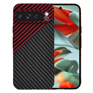 Čvrsta TPU maska Techsuit "Carbonite FiberShell" za Google Pixel 9 Pro XL - red vortex