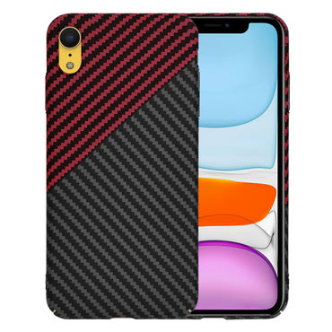 Čvrsta TPU maska Techsuit "Carbonite FiberShell" za iPhone XR - red vortex
