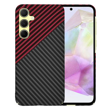 Čvrsta TPU maska Techsuit "Carbonite FiberShell" za Samsung Galaxy A35 - red vortex