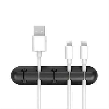 Silikonski držač i organizator kabela - 5 kabela - black