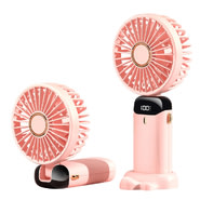 Ručni ventilator Techsuit "N15" sa sklopivim dizajnom, digitalnim zaslonom i 1800mAh - pink