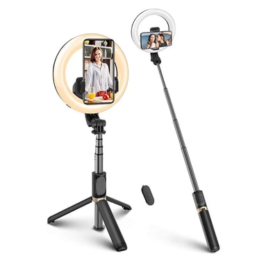 Selfie štap Techsuit "Q07" sa stabilnim stalkom, selfie svjetlom i Bluetooth daljinskim, 80cm - crn