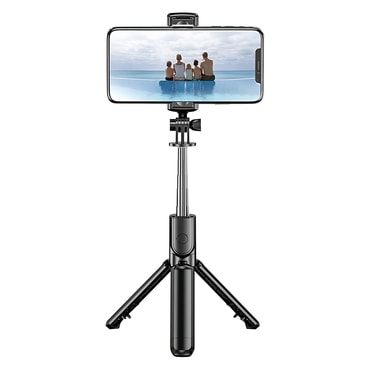 Selfie štap Techsuit "S03" s Bluetooth daljinskim i stabilnim stalkom, 68cm - crn