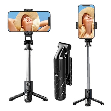 Selfie štap Techsuit "K03" s Bluetooth daljinskim i stabilnim stalkom, 70cm - crn