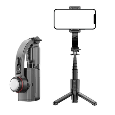 Selfie štap Techsuit "L18sMini" s Bluetooth daljinskim, stabilnim stalkom, LED svjetlom i 360° rotacijom, 70cm - crna