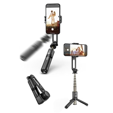 Selfie štap Techsuit "L18Mini" s Bluetooth daljinskim i stabilnim stalkom, 360° rotacijom, 70cm - crn