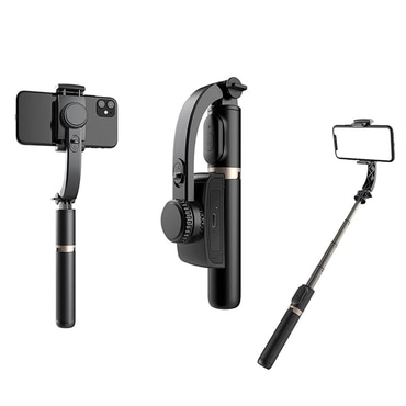 Selfie stick Techsuit "Q08" s Bluetooth daljinskim, 360° rotacijom i stalkom protiv tresenja, 75cm - crna