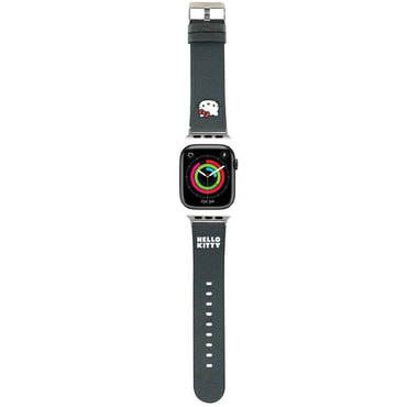Usnjen pašček Hello Kitty "Kitty Head" za Apple Watch (38/40/41/42mm) - crn