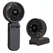 Mini ručni ventilator Techsuit "A10" s LED prikazom, USB-C punjenjem, 100 brzina, 5400RPM - crni