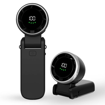 Mini ručni ventilator Techsuit "A9" s LED prikazom, USB-C punjenjem, 5 brzina i 5000mAh - crni