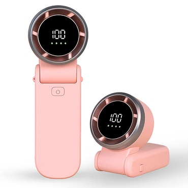 Mini ručni ventilator Techsuit "A9" s LED prikazom, USB-C punjenjem, 100 brzina, 5000mAh - roza