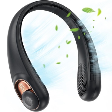 Prenosni ovratni ventilator Techsuit "S9" s digitalnim prikazom, 3 brzine, 5200mAh - crni