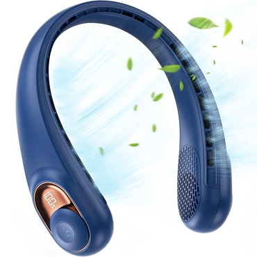 Prenosni ovratni ventilator Techsuit "S9" s digitalnim prikazom, 3 brzine, 5200mAh - plav