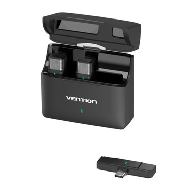(2-pack) Bežični lavalier mikrofon Vention "NCAB0" USB-C, ANC - black