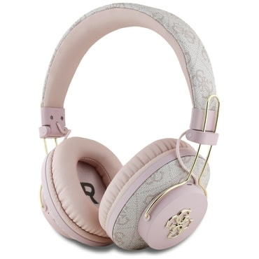 Bluetooth naglavne slušalice Guess "4G Metal Logo" BT 5.3 s ENC, USB-C i 300mAh - pink