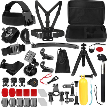 Komplet dodataka Techsuit "CamQuest 50in1 (SA50)" s etuijem za GoPro Hero, SJCAM i akcijske kamere - crna