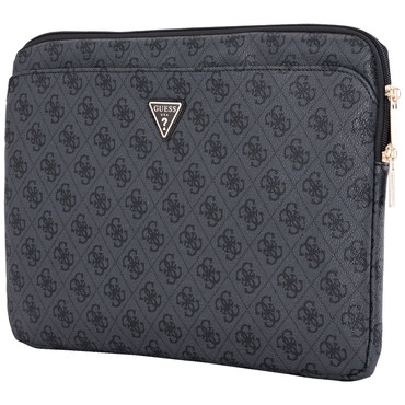 Torba za prijenosnik Guess "Computer Sleeve 4G Triangle Logo" za prijenosnike i tablete do 14", s patentnim zatvaračem i džepom, od eko kože - black