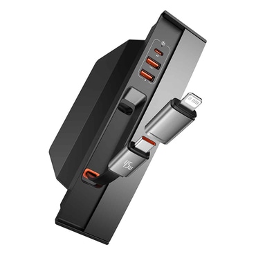 Hub postaja Baseus "T-Space Series" USB-C - HDMI, USB-C, 3x USB-A, RJ45 za Tesla Model 3 / Y - black