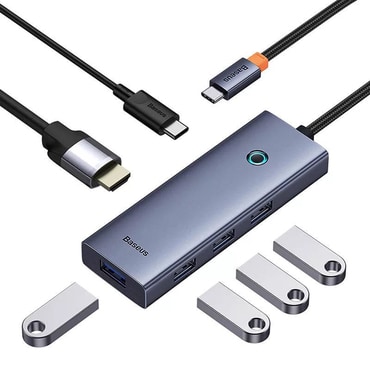 Hub postaja Baseus "UltraJoy" USB-C - 4x USB-A, HDMI, 2x USB-C, 4K@60Hz - space grey