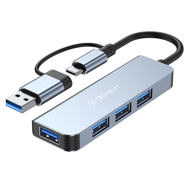 Hub postaja Techsuit "DataBridge 4v1 (H8)" USB-A / USB-C - USB-A 3.0, 3x USB-A 2.0 - gray